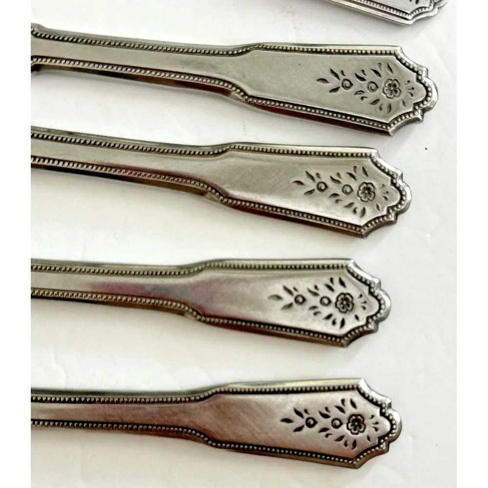 Stanley Roberts Rogers Co Stainless Brentwood Norcrest Pattern Knife Spoon 6 PC